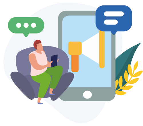 Illustration clients laisse un commentaire en ligne