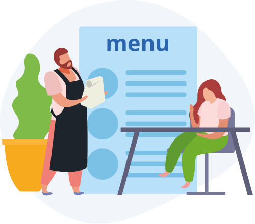 Illustration servir les clients à table